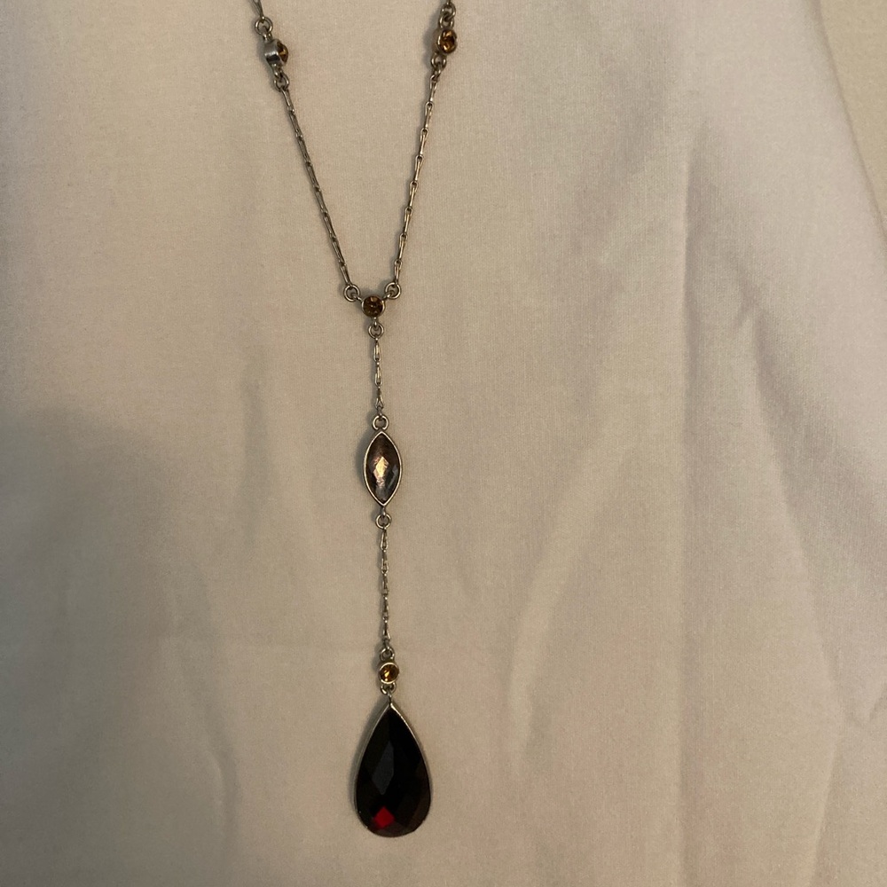 Lia Sophia, Red Cut Teardrop Stone, Necklace
